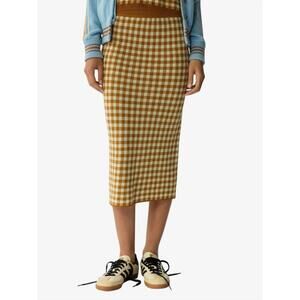 NEW GUEST IN RESIDENCE gingham long skirt in suede/limewash